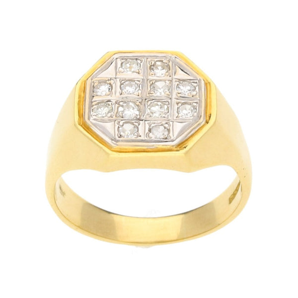 18ct Yellow Gold Gents Diamond Ring - 0.24ct