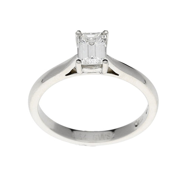 Platinum Emerald Cut Engagement Ring - 0.64ct