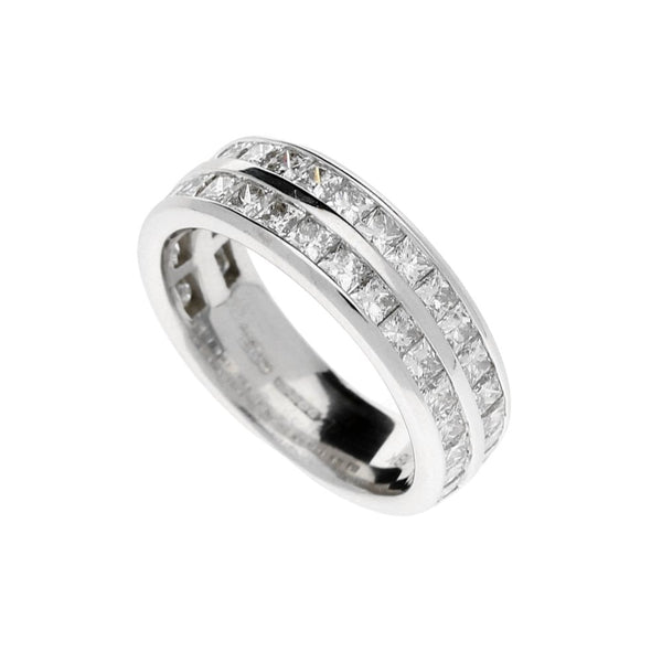 18ct White Gold Double Row Princess Cut  Eternity Ring - 1.97ct
