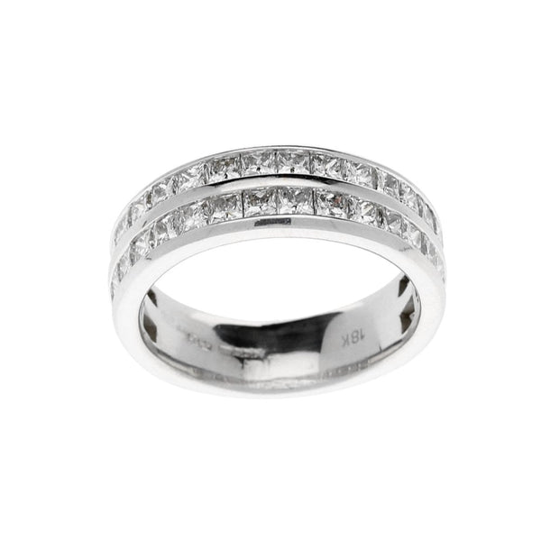 18ct White Gold Double Row Princess Cut  Eternity Ring - 1.97ct