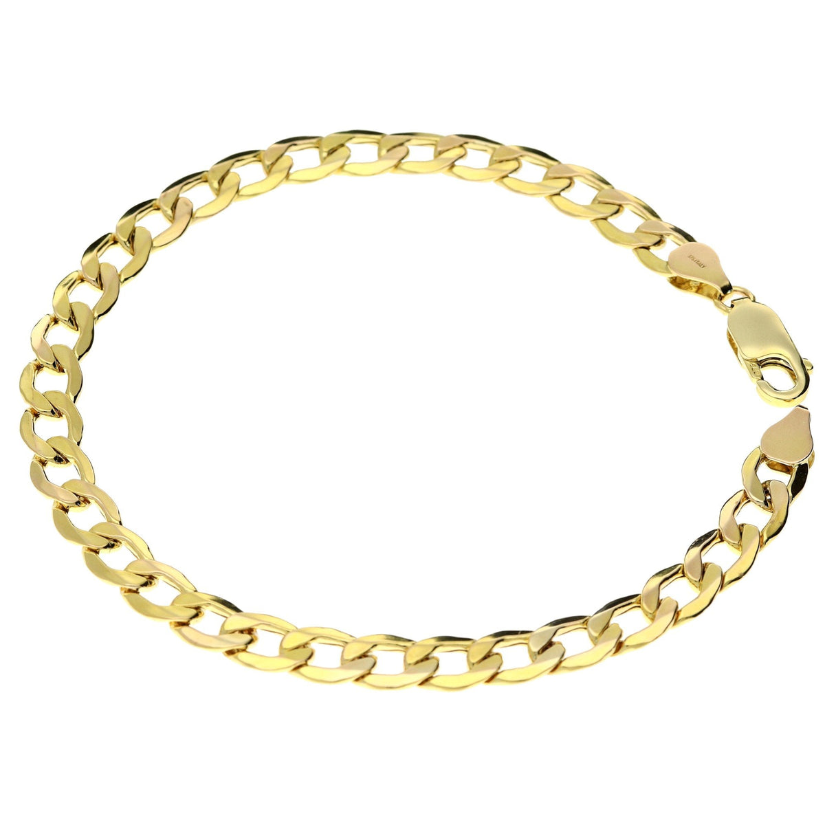 9ct Yellow Gold 8.5-Inch Hollow Curb Bracelet - 5.2g