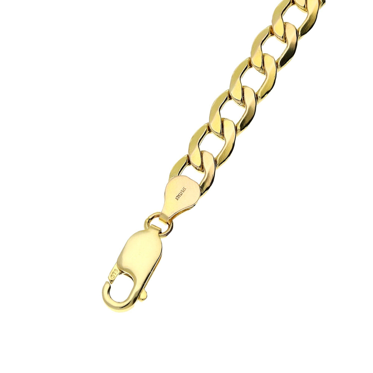 9ct Yellow Gold 8.5-Inch Hollow Curb Bracelet - 5.2g
