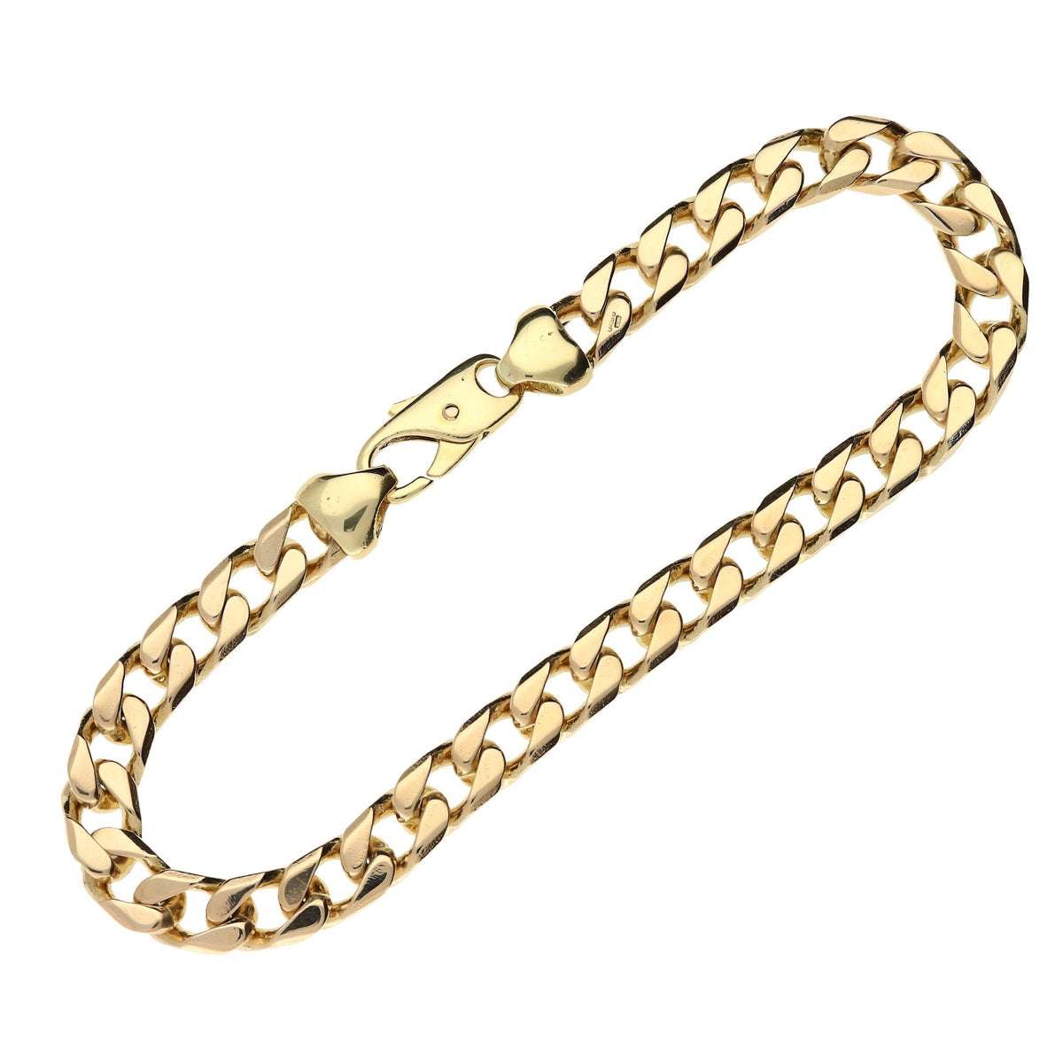 9ct Yellow Gold 9-Inch Gents Curb Bracelet - 29.7g