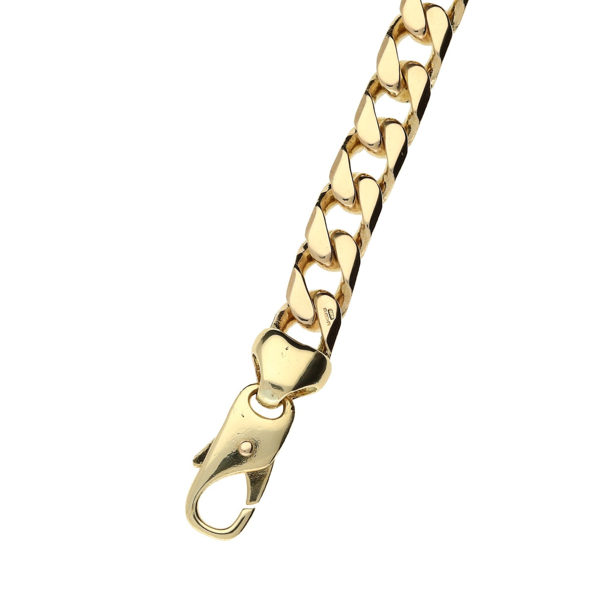 9ct Yellow Gold 9-Inch Gents Curb Bracelet - 29.7g