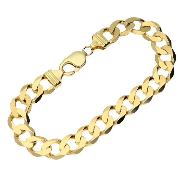 9ct Yellow Gold 9-Inch Gents Curb Bracelet - 28.6g