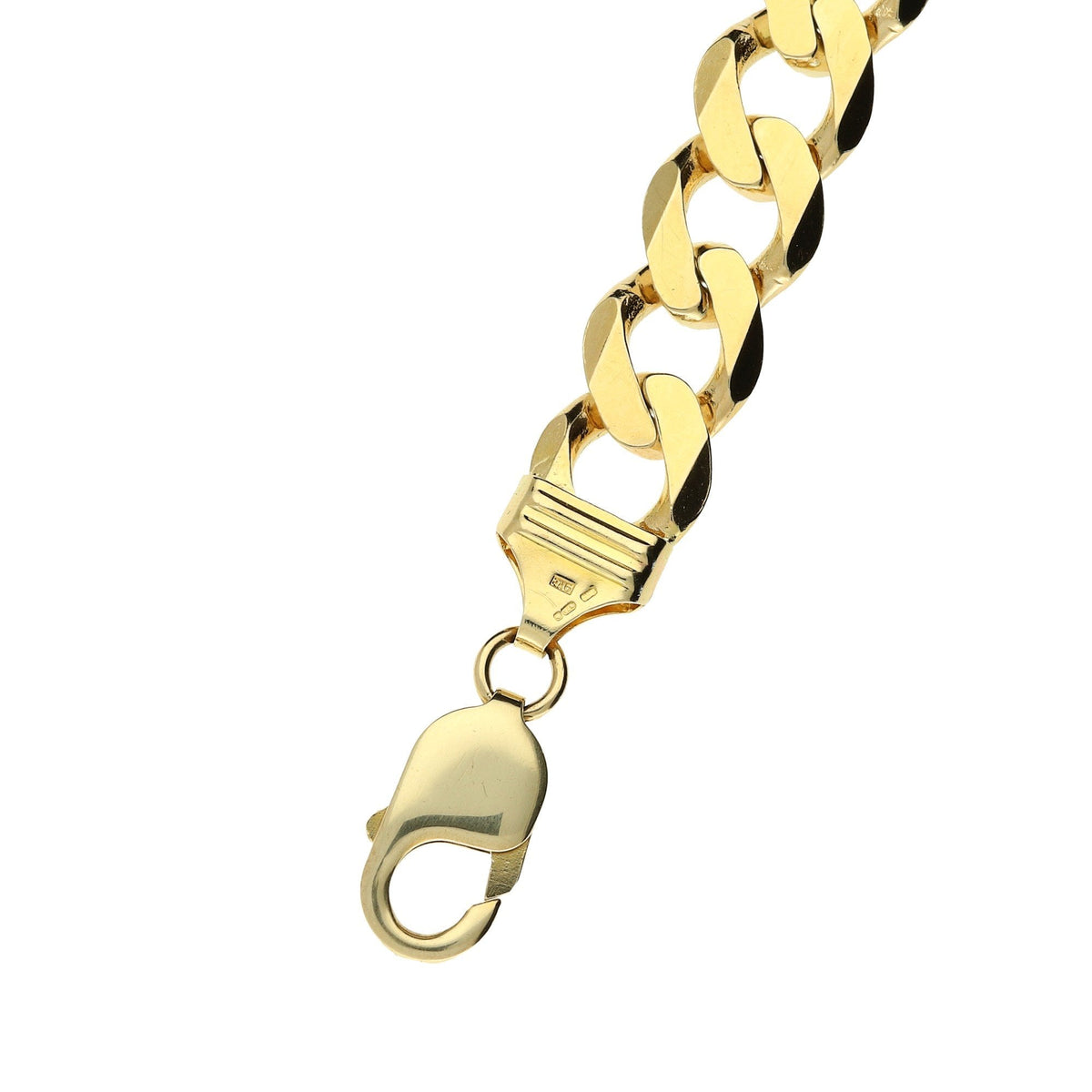 9ct Yellow Gold 9-Inch Gents Curb Bracelet - 28.6g