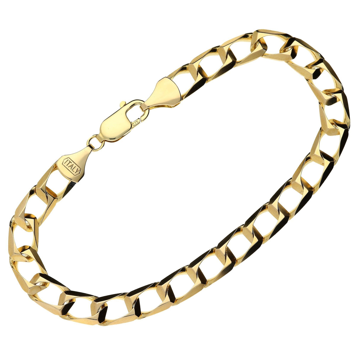 9ct Yellow Gold 9-Inch Fancy Curb Bracelet - 19.1g