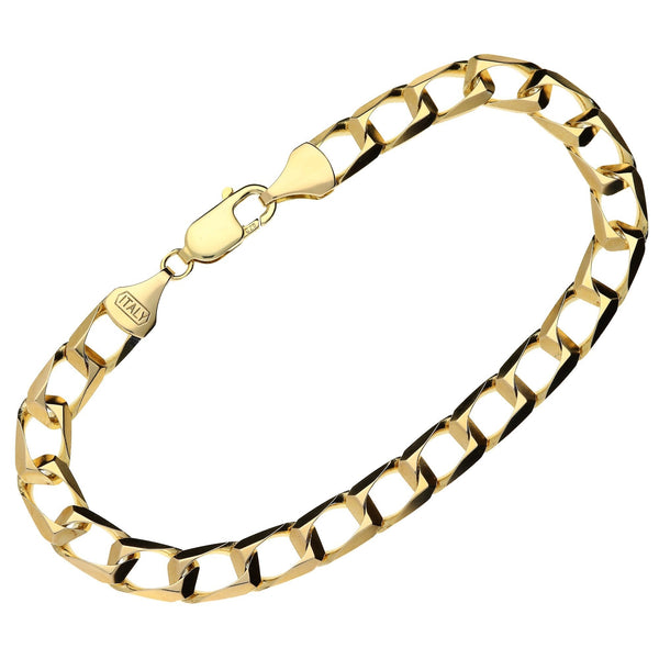 9ct Yellow Gold 9-Inch Fancy Curb Bracelet - 19.1g