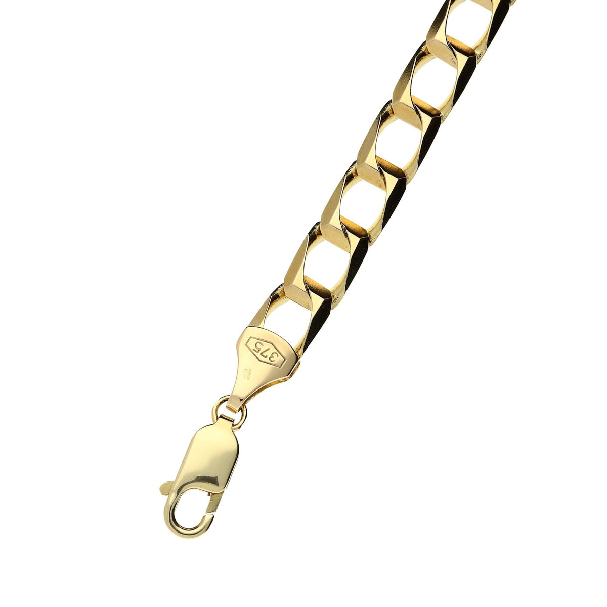 9ct Yellow Gold 9-Inch Fancy Curb Bracelet - 19.1g