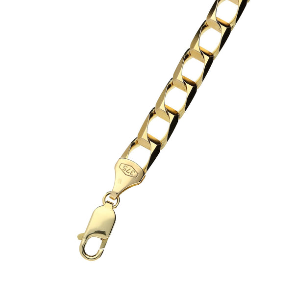 9ct Yellow Gold 9-Inch Fancy Curb Bracelet - 19.1g