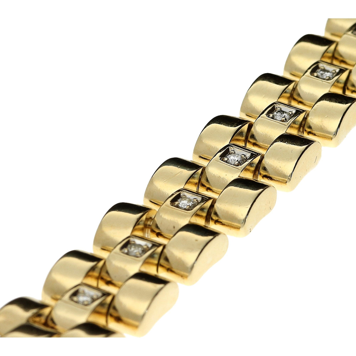 9ct Yellow Gold Gents Heavy 3-Link Diamond Bracelet 1.60ct