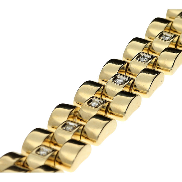 9ct Yellow Gold Gents Heavy 3-Link Diamond Bracelet 1.60ct
