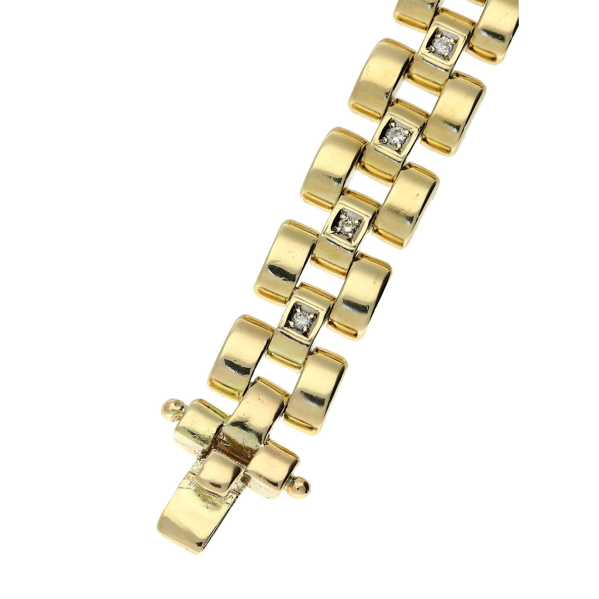 9ct Yellow Gold Gents Heavy 3-Link Diamond Bracelet 1.60ct