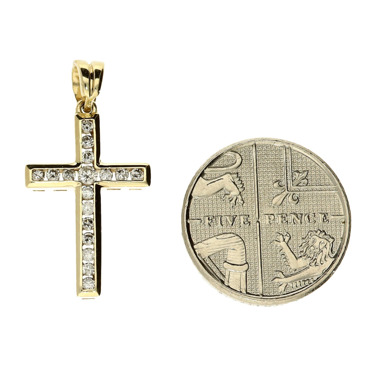9ct Yellow Gold Diamond Cross - 0.18ct