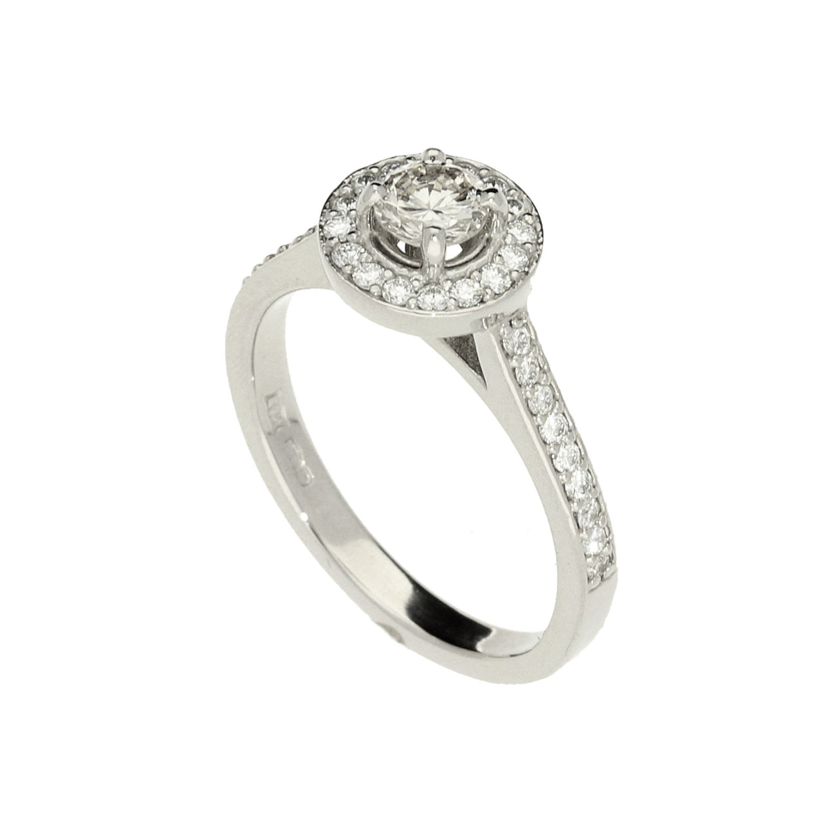 Platinum 0.75ct Diamond Halo Engagement Ring