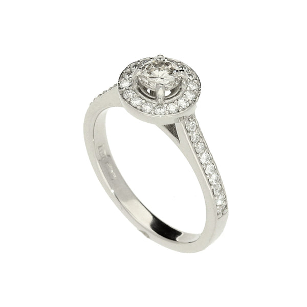 Platinum 0.75ct Diamond Halo Engagement Ring
