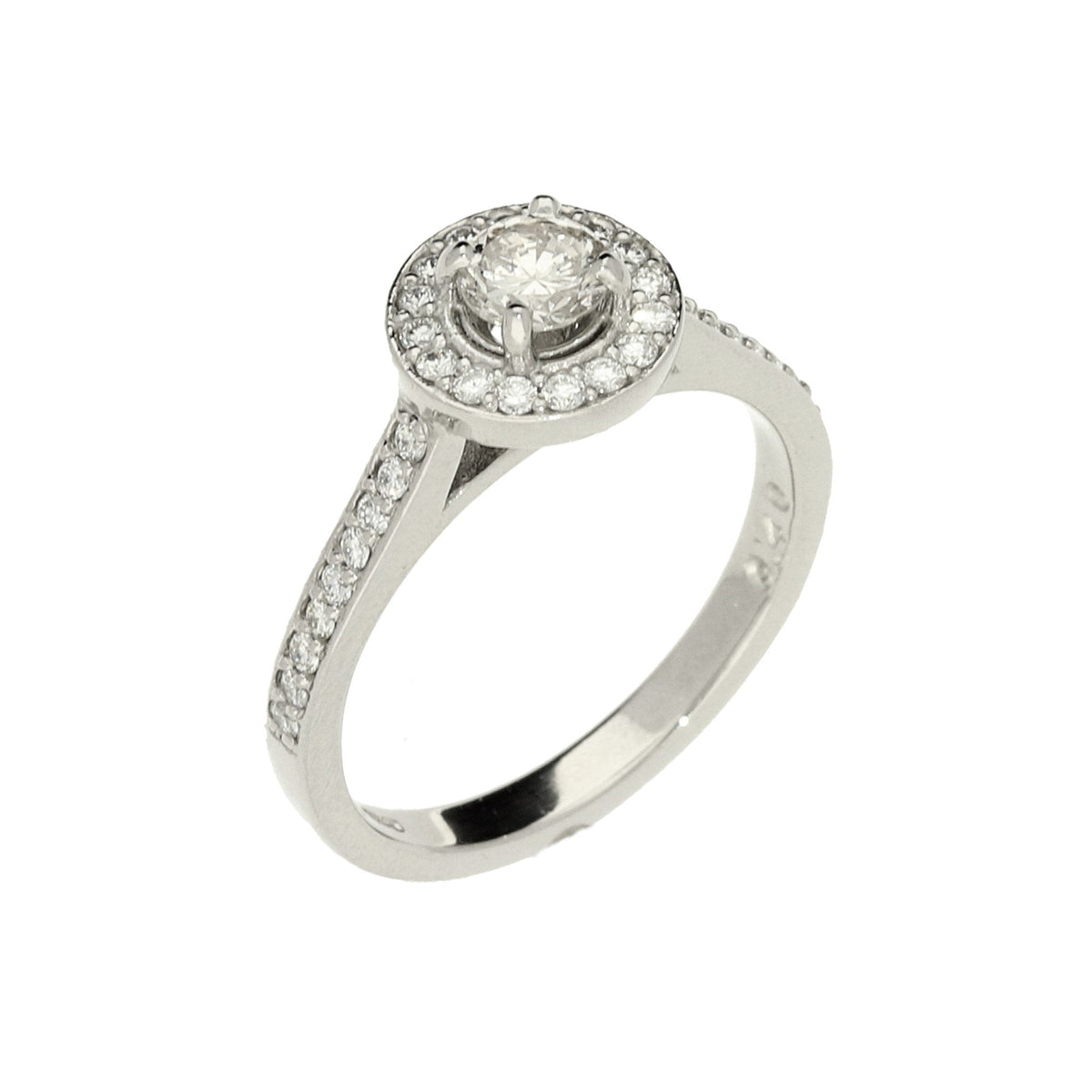 Platinum 0.75ct Diamond Halo Engagement Ring