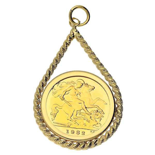 1982 Gold Half-Sovereign Pendant - 5.4g