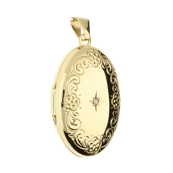 9ct Yellow Gold Small Oval Locket - 3.4g
