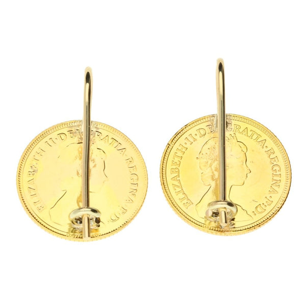 Gold 1982 Half-Sovereign Earrings - 9.0g