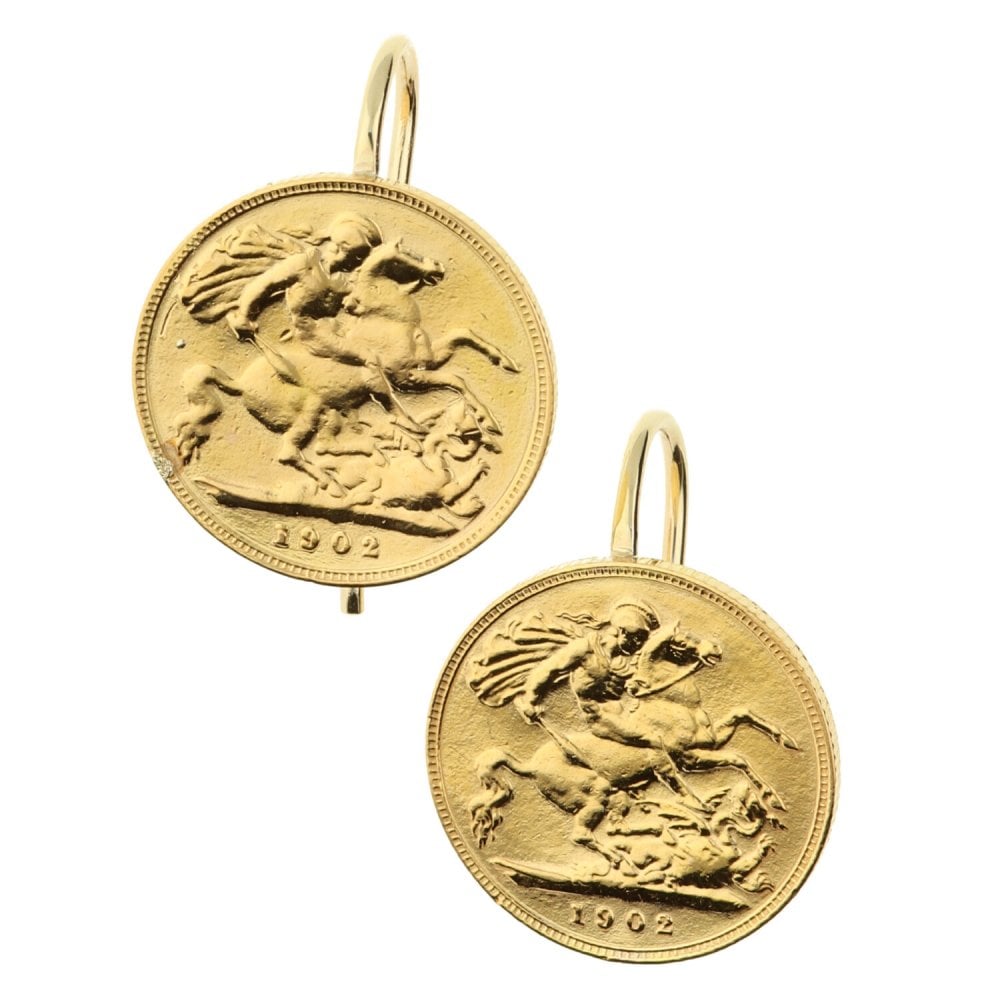 1902 Half-Sovereign Gold Earrings - 9.0g