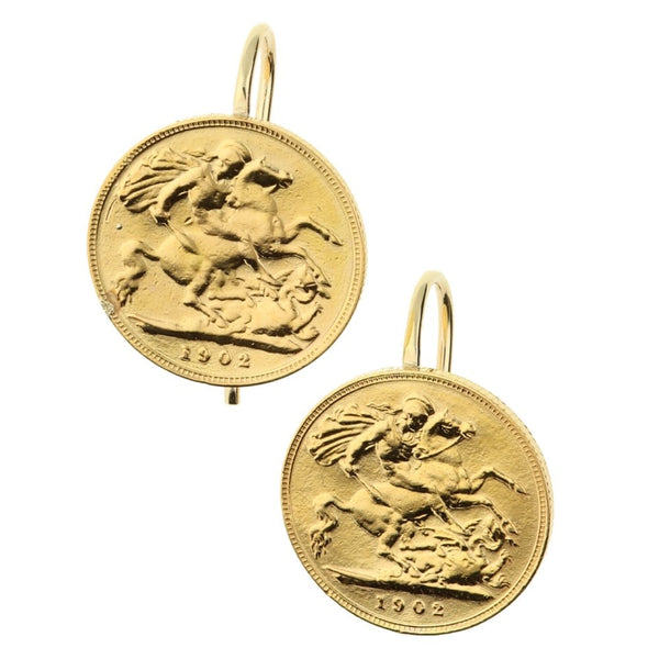 1902 Half-Sovereign Gold Earrings - 9.0g