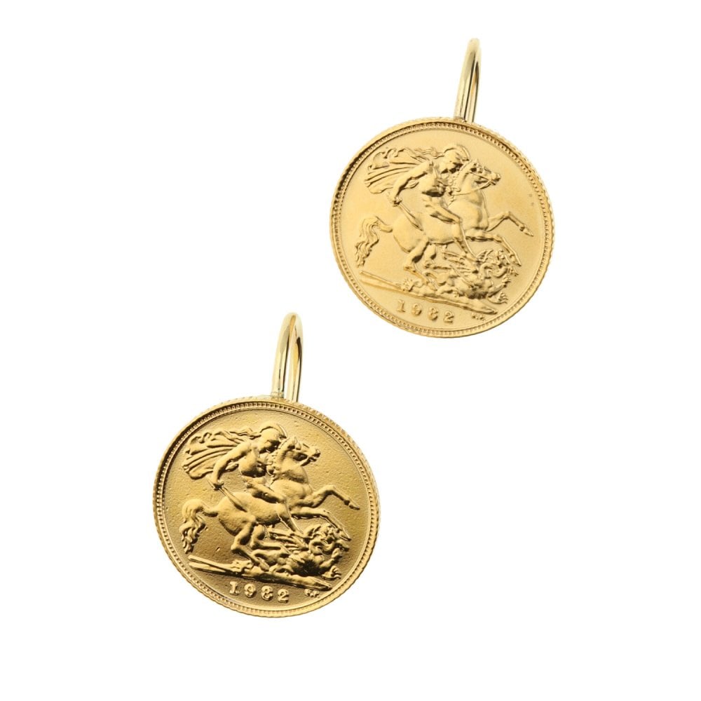 1982 Gold Half-Sovereign Earrings - 9.0g