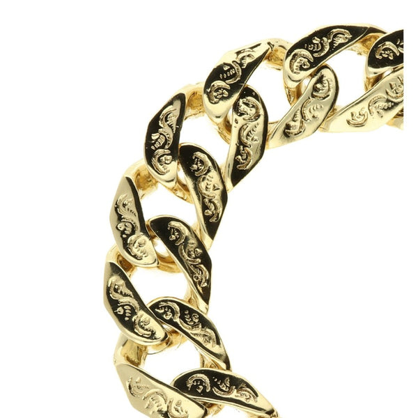 9ct Yellow Gold Heavy Patterned Curb Bracelet - 92.3g