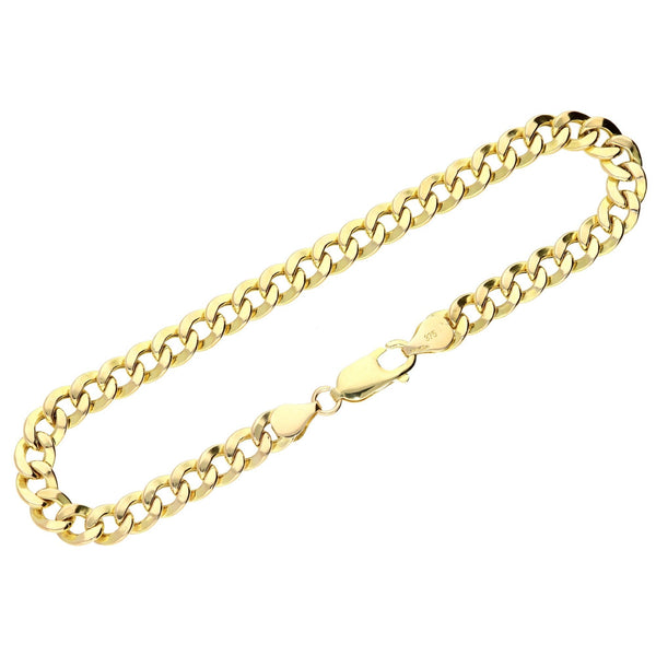 9ct Yellow Gold Hollow Curb Bracelet - 6.5g