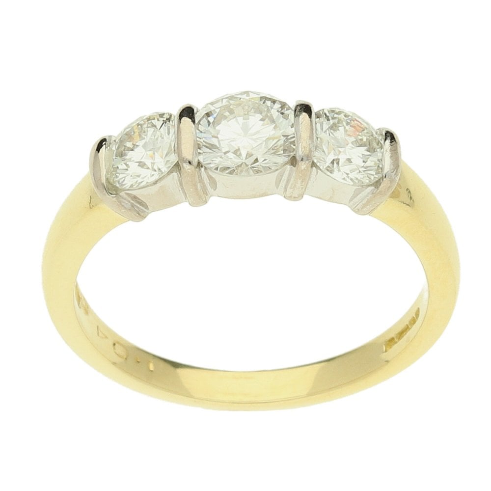 18ct Yellow Gold 1.04ct Diamond 3 Stone Ring