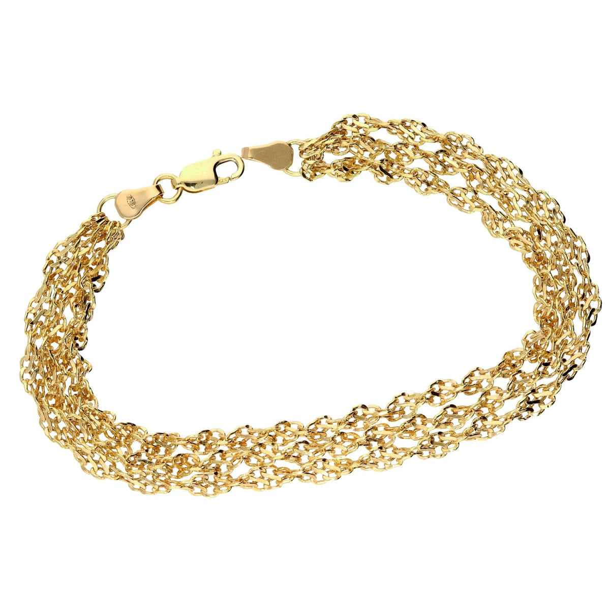 9ct Yellow Gold Fancy 3-Strand Bracelet -3.4g