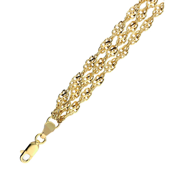 9ct Yellow Gold Fancy 3-Strand Bracelet -3.4g