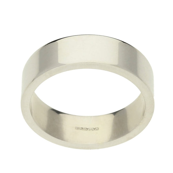 Mens 9ct White Gold 6mm 'Flat' Wedding Ring - 7.6g