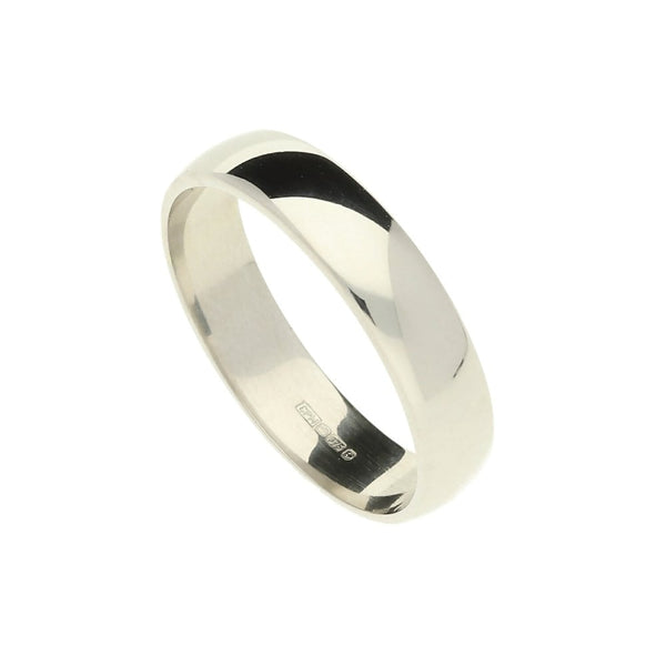 9ct White Gold 4mm D-Shape Wedding Ring - Size M - 2.6g