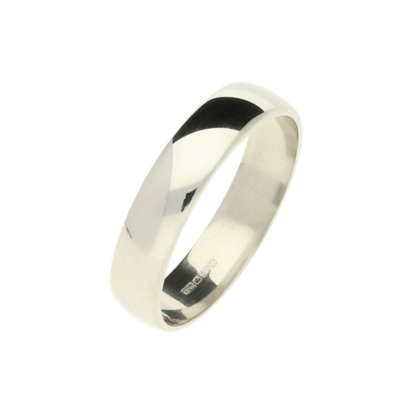 9ct White Gold 4mm D-Shape Wedding Ring - Size M - 2.6g
