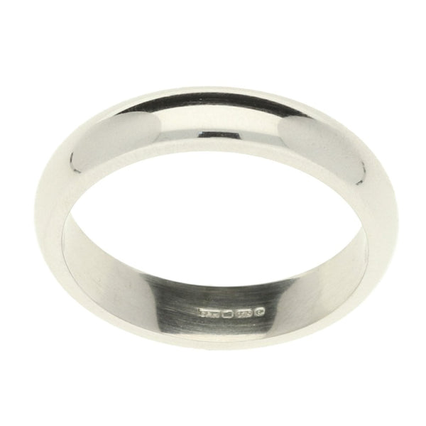 9ct White Gold 4mm 'D-Shape' Wedding Ring - 4.4g