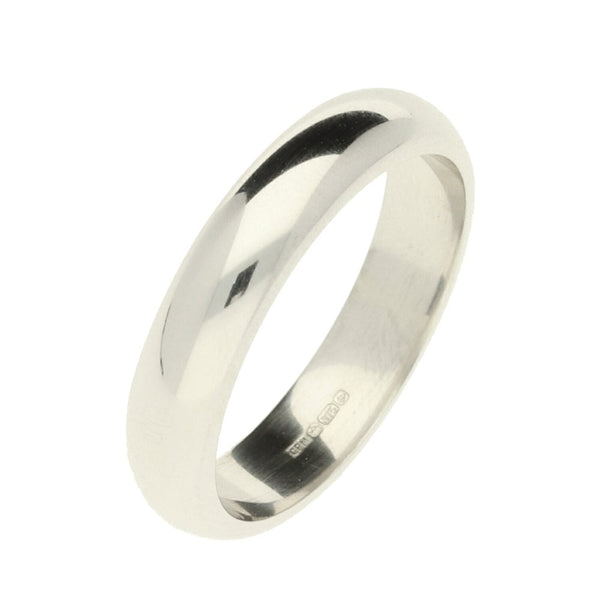 9ct White Gold 4mm 'D-Shape' Wedding Ring - 4.4g