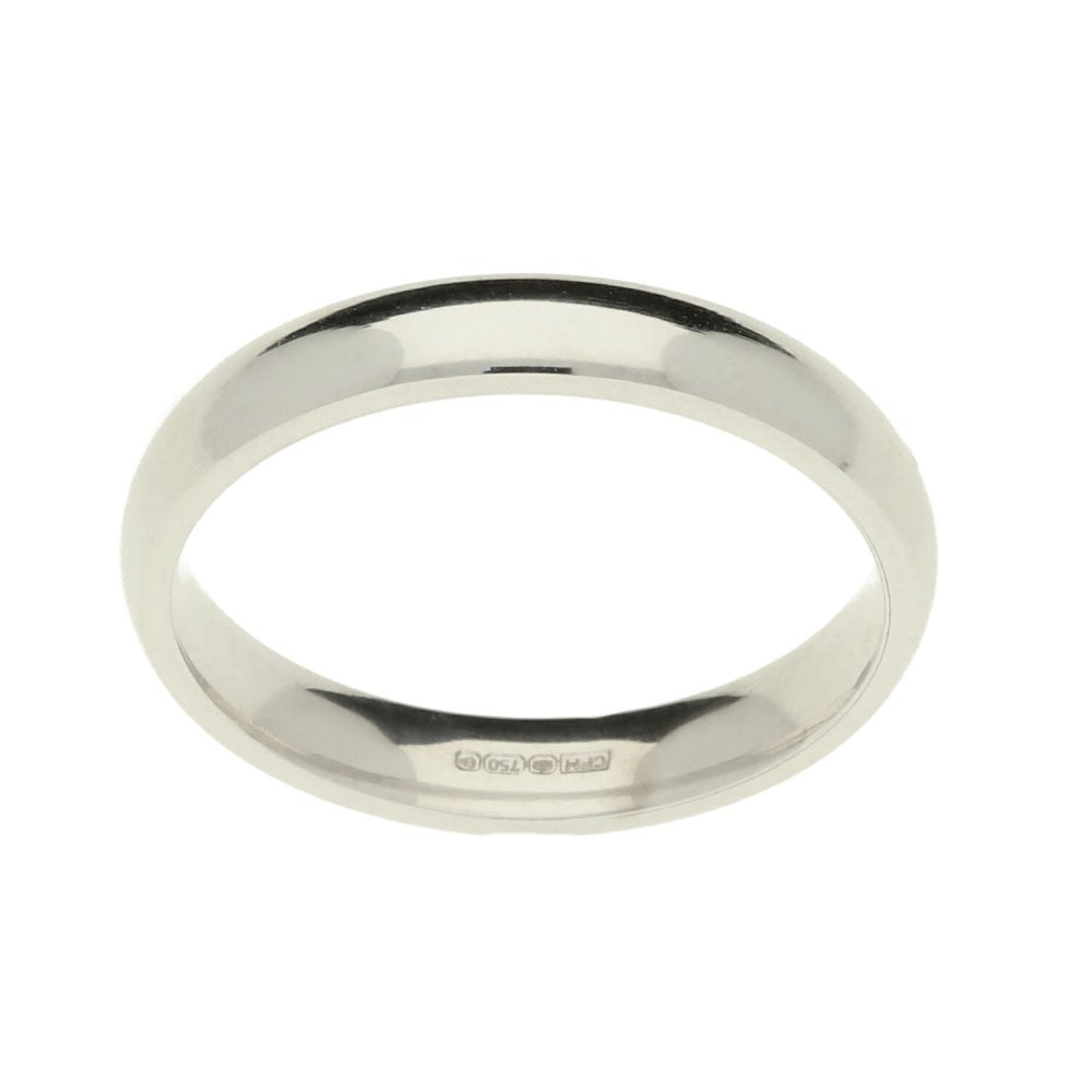 Elegant 18ct White Gold 'Court' Wedding Ring, 3mm Width - 3.9g