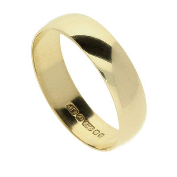 9ct Yellow Gold 5mm 'D-Shape' Wedding Ring - 2.6g