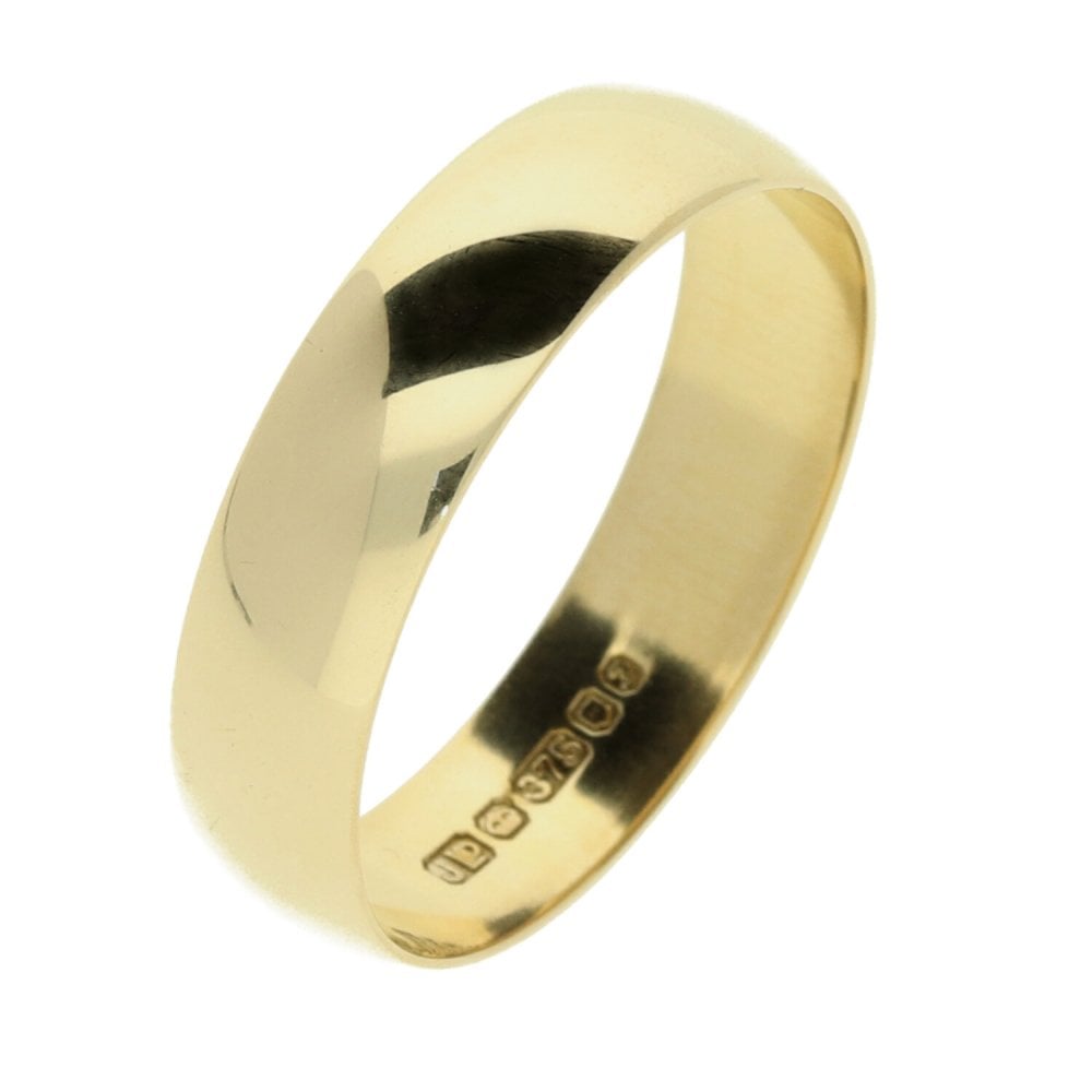 9ct Yellow Gold 5mm 'D-Shape' Wedding Ring - 2.6g