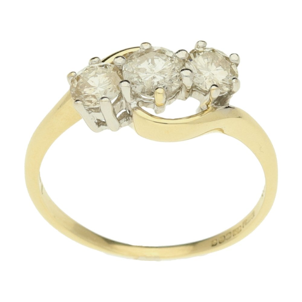 18ct Yellow Gold 1.00ct 3 Stone Diamond Ring