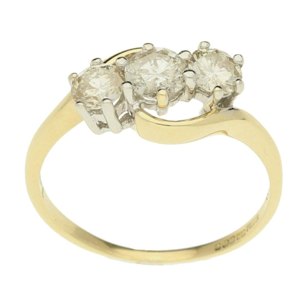 18ct Yellow Gold 1.00ct 3 Stone Diamond Ring