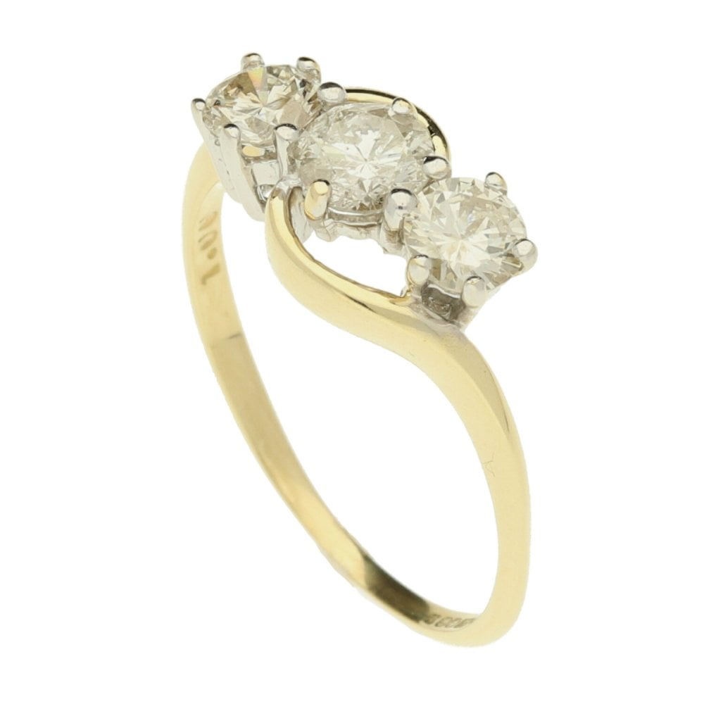 18ct Yellow Gold 1.00ct 3 Stone Diamond Ring