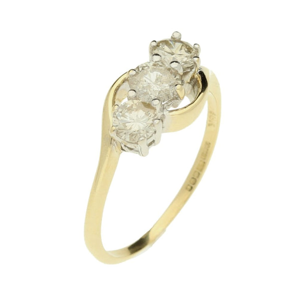 18ct Yellow Gold 1.00ct 3 Stone Diamond Ring