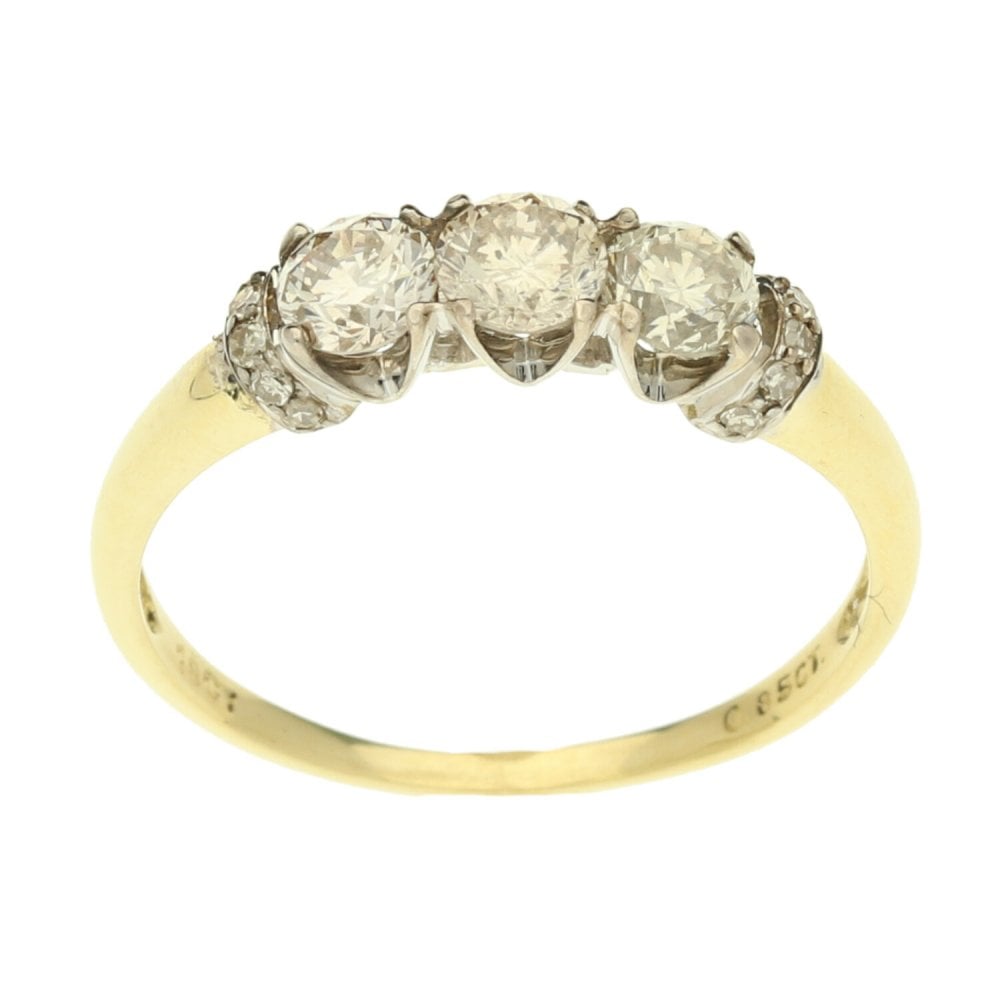18ct Yellow Gold 0.85ct Diamond Trilogy Ring