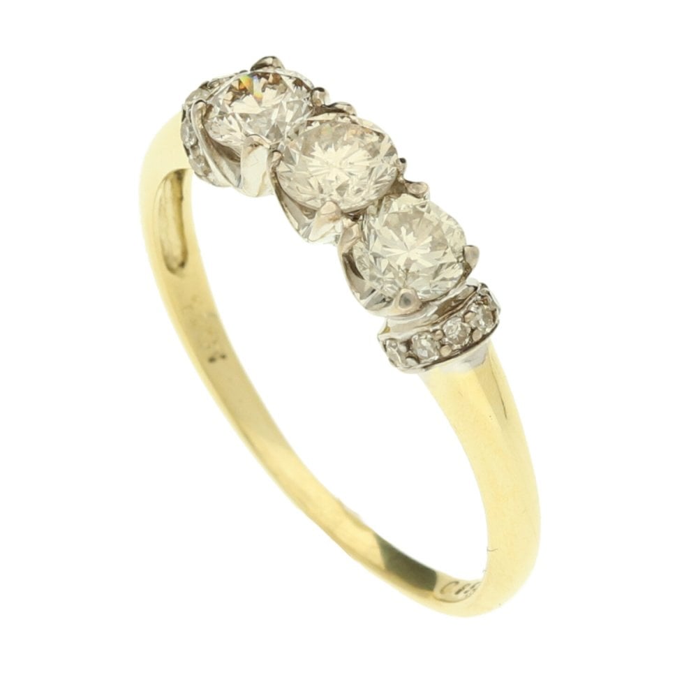 18ct Yellow Gold 0.85ct Diamond Trilogy Ring
