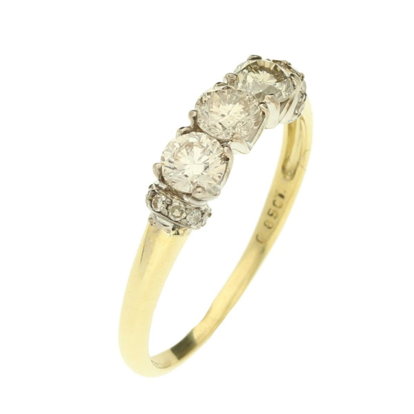 18ct Yellow Gold 0.85ct Diamond Trilogy Ring