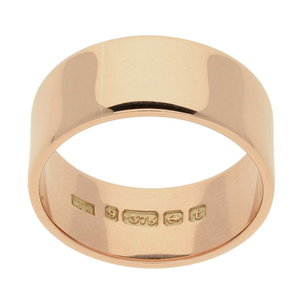 9ct Rose Gold Flat 9mm Wedding Ring - 7.8g