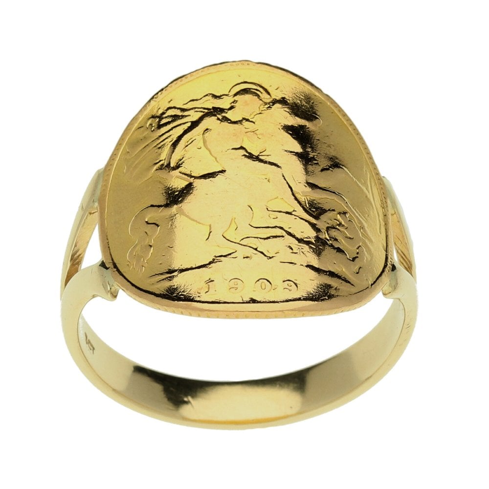1909 Bent Over Half-Sovereign Ring - 5.6g