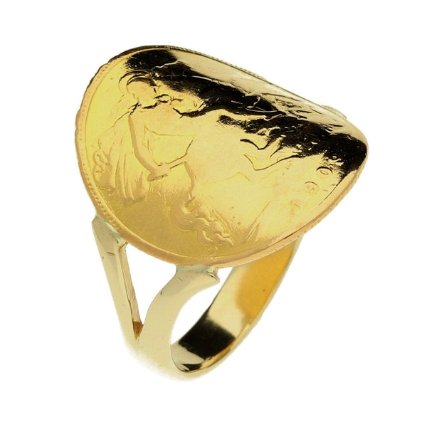 1909 Bent Over Half-Sovereign Ring - 5.6g